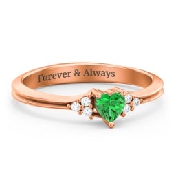 Narrow Heart Ring with Shoulder Accents