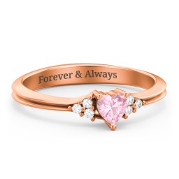 Narrow Heart Ring with Shoulder Accents