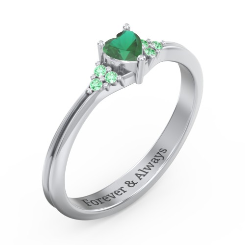 Narrow Heart Ring with Shoulder Accents