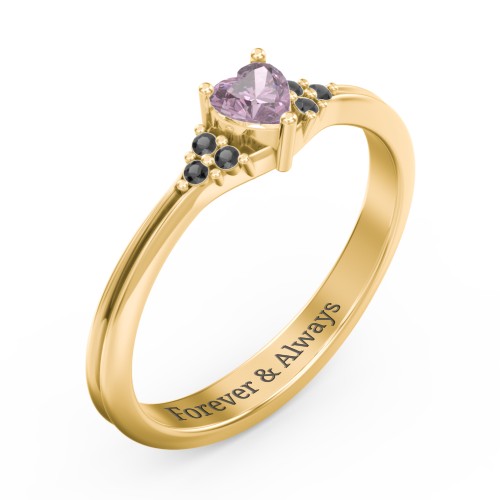 Narrow Heart Ring with Shoulder Accents