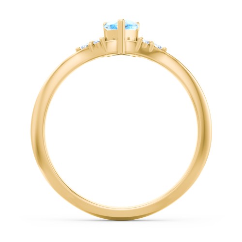 Narrow Heart Ring with Shoulder Accents