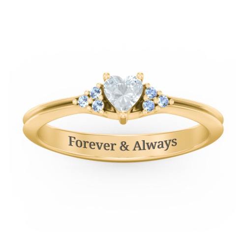 Narrow Heart Ring with Shoulder Accents