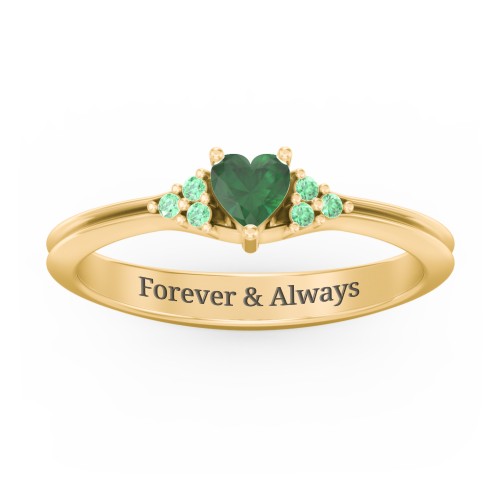 Narrow Heart Ring with Shoulder Accents