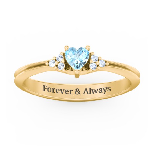 Narrow Heart Ring with Shoulder Accents