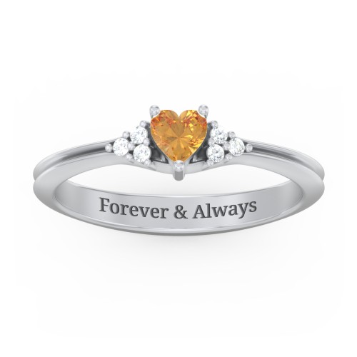 Narrow Heart Ring with Shoulder Accents