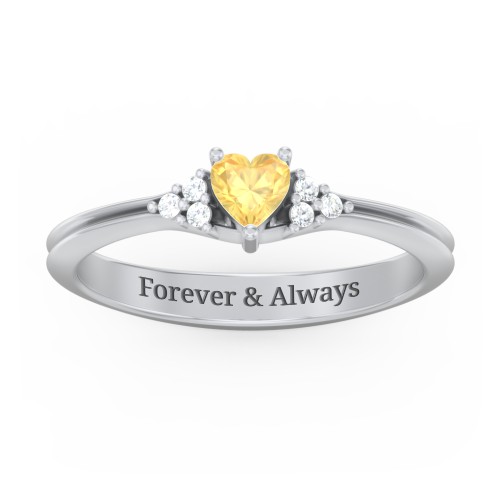 Narrow Heart Ring with Shoulder Accents