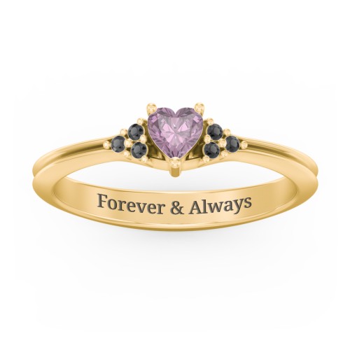 Narrow Heart Ring with Shoulder Accents
