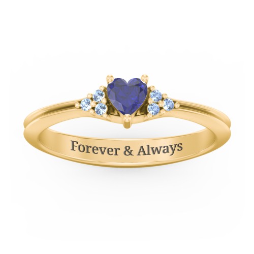Narrow Heart Ring with Shoulder Accents