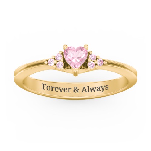 Narrow Heart Ring with Shoulder Accents