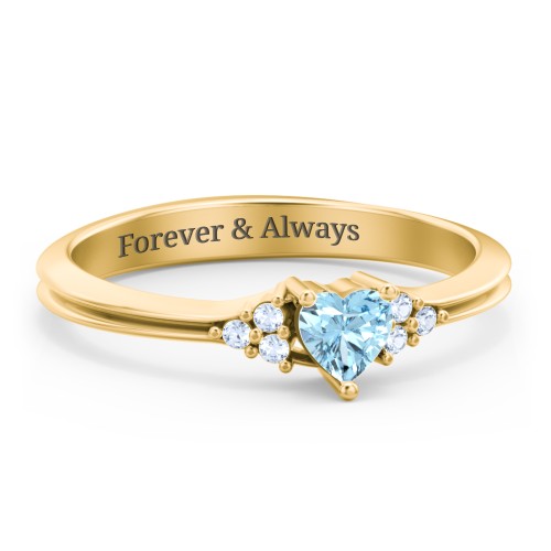 Narrow Heart Ring with Shoulder Accents