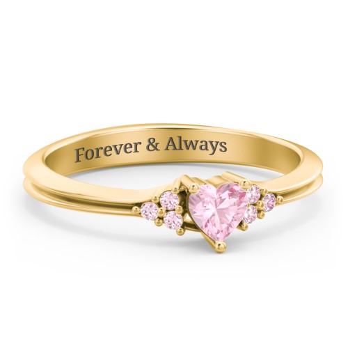Narrow Heart Ring with Shoulder Accents