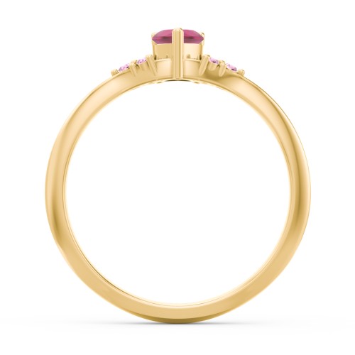 Narrow Heart Ring with Shoulder Accents – 18K Gold Plated Silver with Ruby and Red Premium Zirconia
