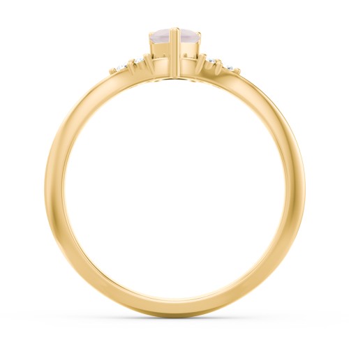 Narrow Heart Ring with Shoulder Accents – 18K Gold Plated Silver with Opal and White Premium Zirconia