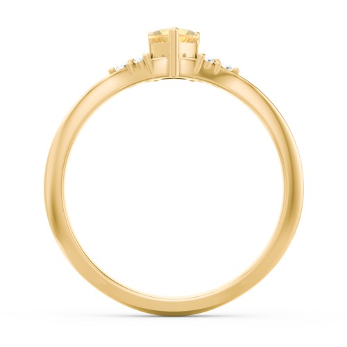 Narrow Heart Ring with Shoulder Accents – 18K Gold Plated Silver with Citrine and White Premium Zirconia