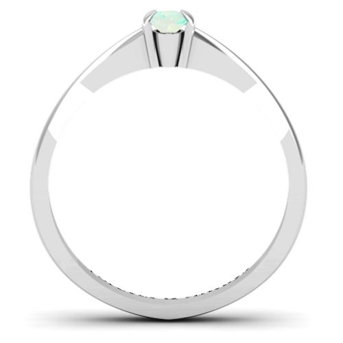 Semi Bezel Set Solitaire Ring – Sterling Silver with Opal