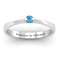 Semi Bezel Set Solitaire Ring – Sterling Silver with Citrine