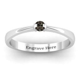 Semi Bezel Set Solitaire Ring in 925 Sterling Silver with Smokey Quartz