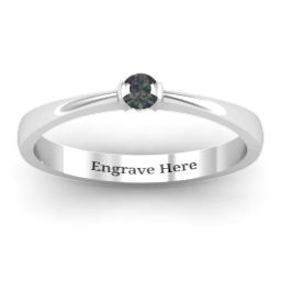 Semi Bezel Set Solitaire Ring in 925 Sterling Silver with Alexandrite