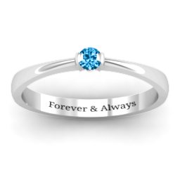 Semi Bezel Set Solitaire Ring in 925 Sterling Silver with Blue Topaz