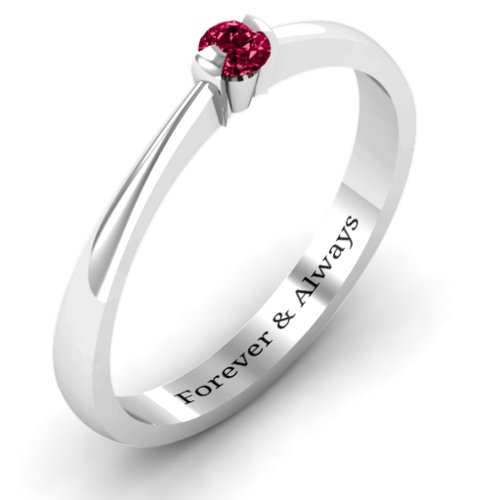 Semi Bezel Set Solitaire Ring – Sterling Silver with Ruby