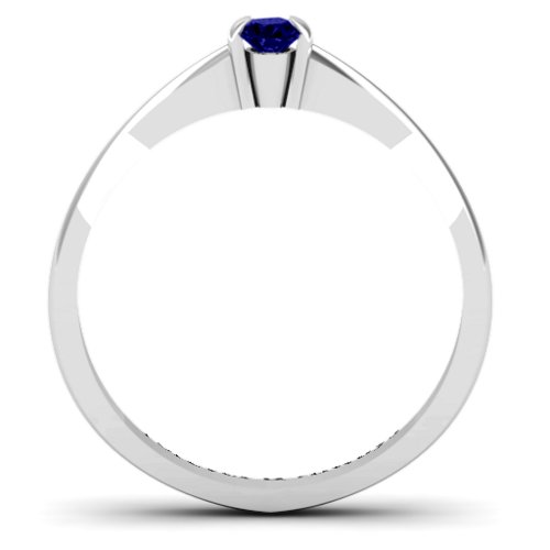 Semi Bezel Set Solitaire Ring – Sterling Silver with Blue Sapphire