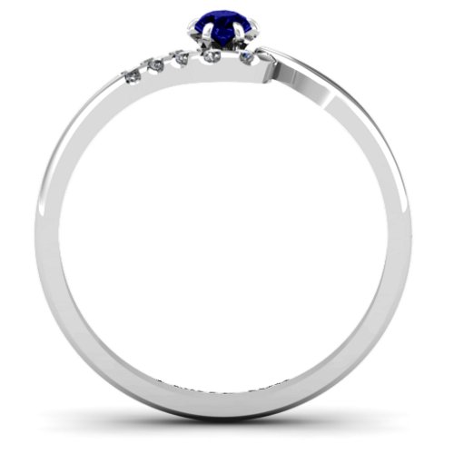 Solitaire Wave Ring with Stone Accents