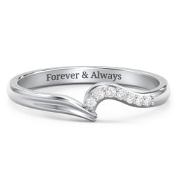 Wave Band Ring with Stone Accents