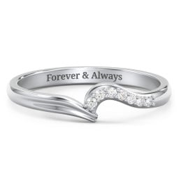 Wave Band Ring with Stone Accents