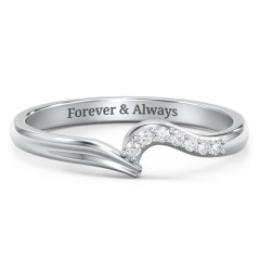 Wave Band Ring with Stone Accents – Sterling Silver with White Premium Zirconia