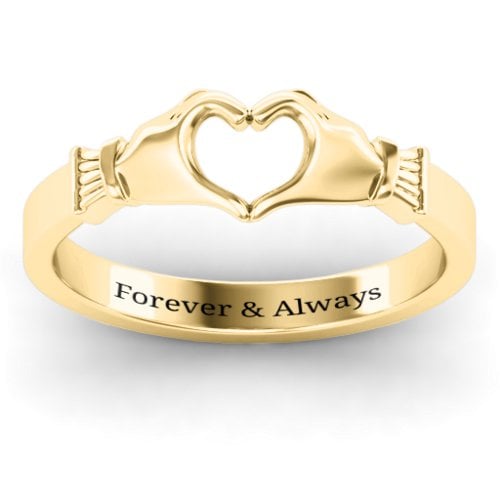 Sculpted Hand Heart Ring