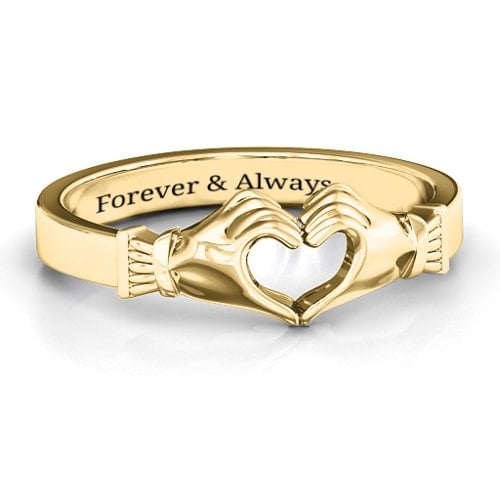 Sculpted Hand Heart Ring