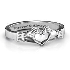 Sculpted Hand Heart Ring – Sterling Silver