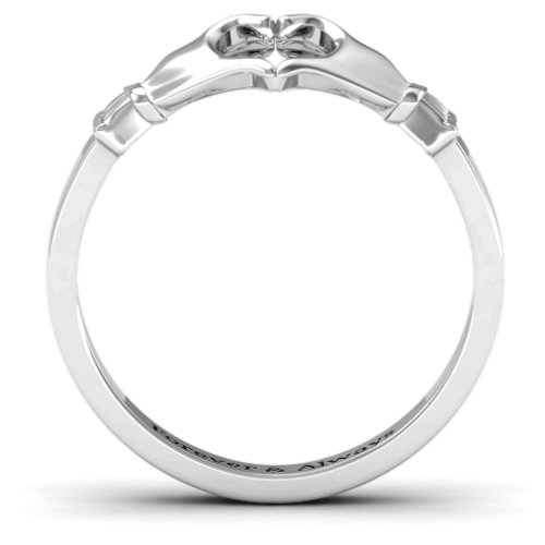 Sculpted Hand Heart Ring – Sterling Silver