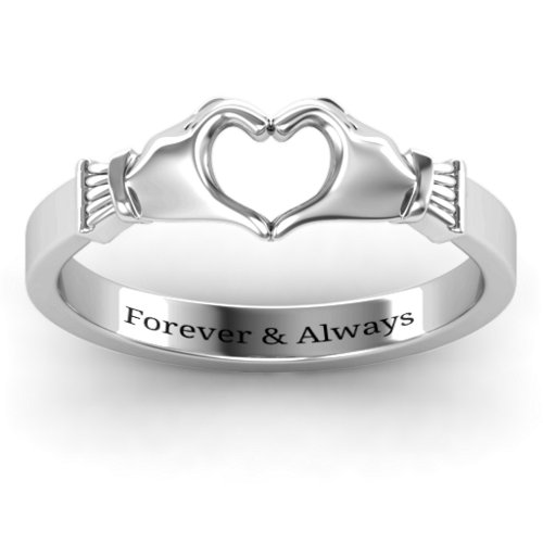 Sculpted Hand Heart Ring – Sterling Silver