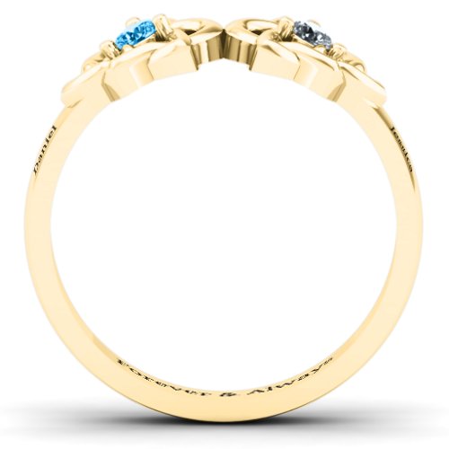 Double Celtic Gemstone Ring – 10K Yellow Gold with Blue Topaz and Cubic Zirconia