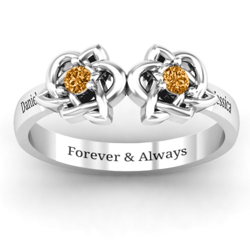 Double Celtic Gemstone Ring