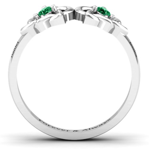 Double Celtic Gemstone Ring – Sterling Silver with Emerald