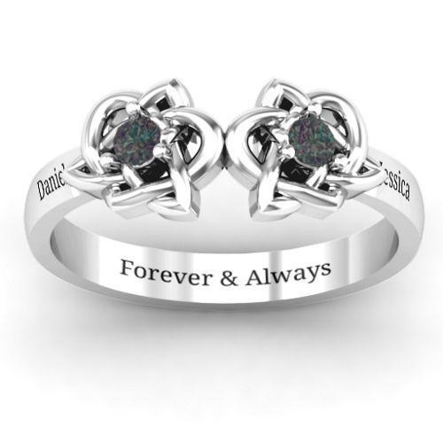 Double Celtic Gemstone Ring – Sterling Silver with Alexandrite