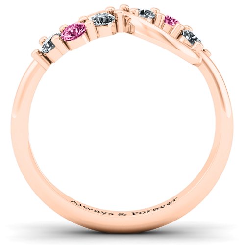 Split Infinity Ring – 10K Rose Gold with Cubic Zirconia and Pink Tourmaline