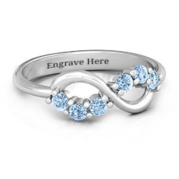 Split Infinity Ring in 925 Sterling Silver with Aquamarine