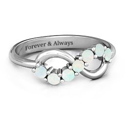 Infinity Ring in 925 Sterling Silver with Opal