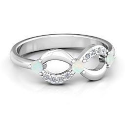 Three Stone Infinity Ring with Accents
