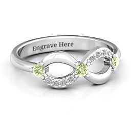 Three Stone Infinity Ring with Accents