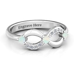 Three Stone Infinity Ring with Accents