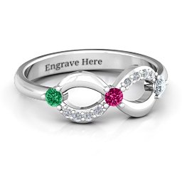 Three Stone Infinity Ring with Accents