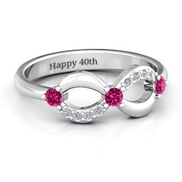 Three Stone Infinity Ring with Accents