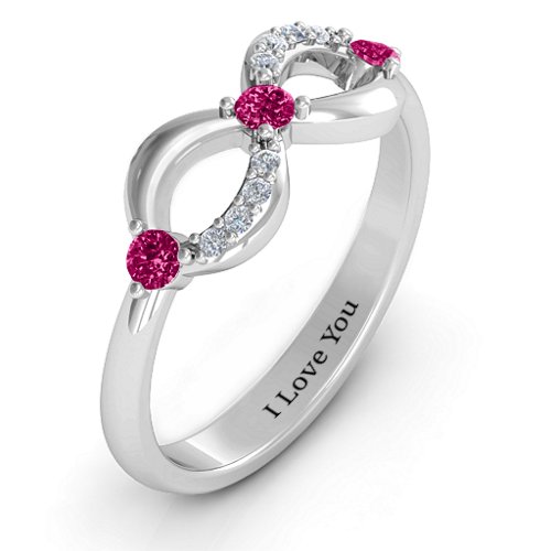 Three Stone Infinity Ring with Accents