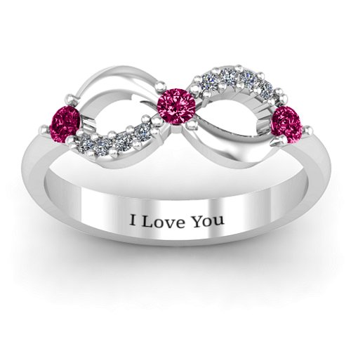 Three Stone Infinity Ring with Accents