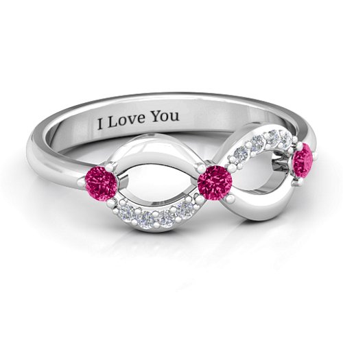 Three Stone Infinity Ring with Accents