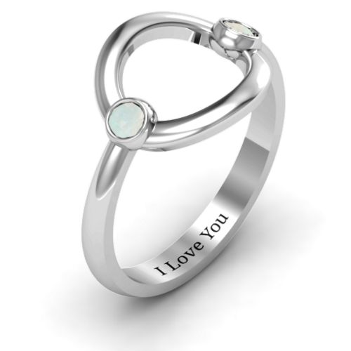 Double Stone Karma Ring – Sterling Silver with Opal